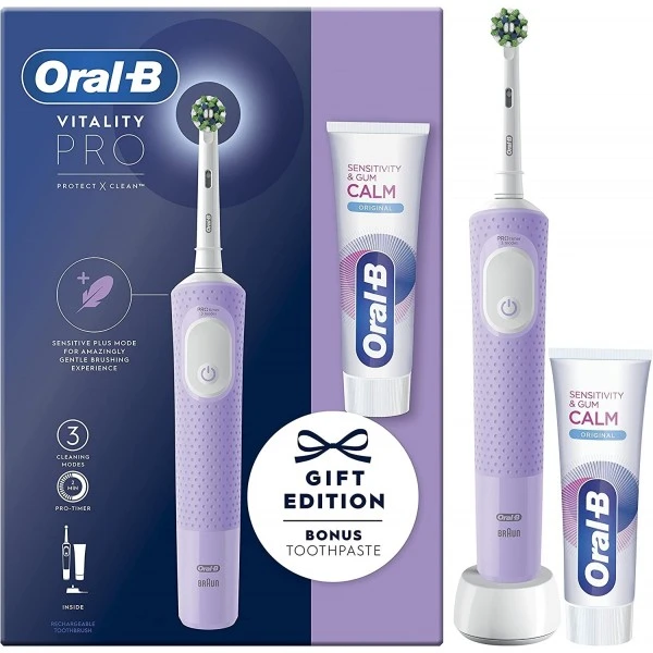 Oral B Oral-B D103.413.3D Vitality Pro Purple (Bonus Toothpaste) Electric Toothbrush 3 Oral B Oral-B D103.413.3D Vitality Pro Purple (Bonus Toothpaste) Electric Toothbrush